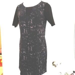 Elie Tahari black & grey Speckle fleck stretchy Sheath dress size M